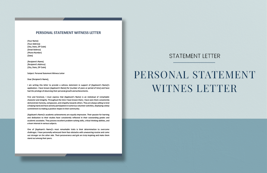 Personal Statement Witness Letter