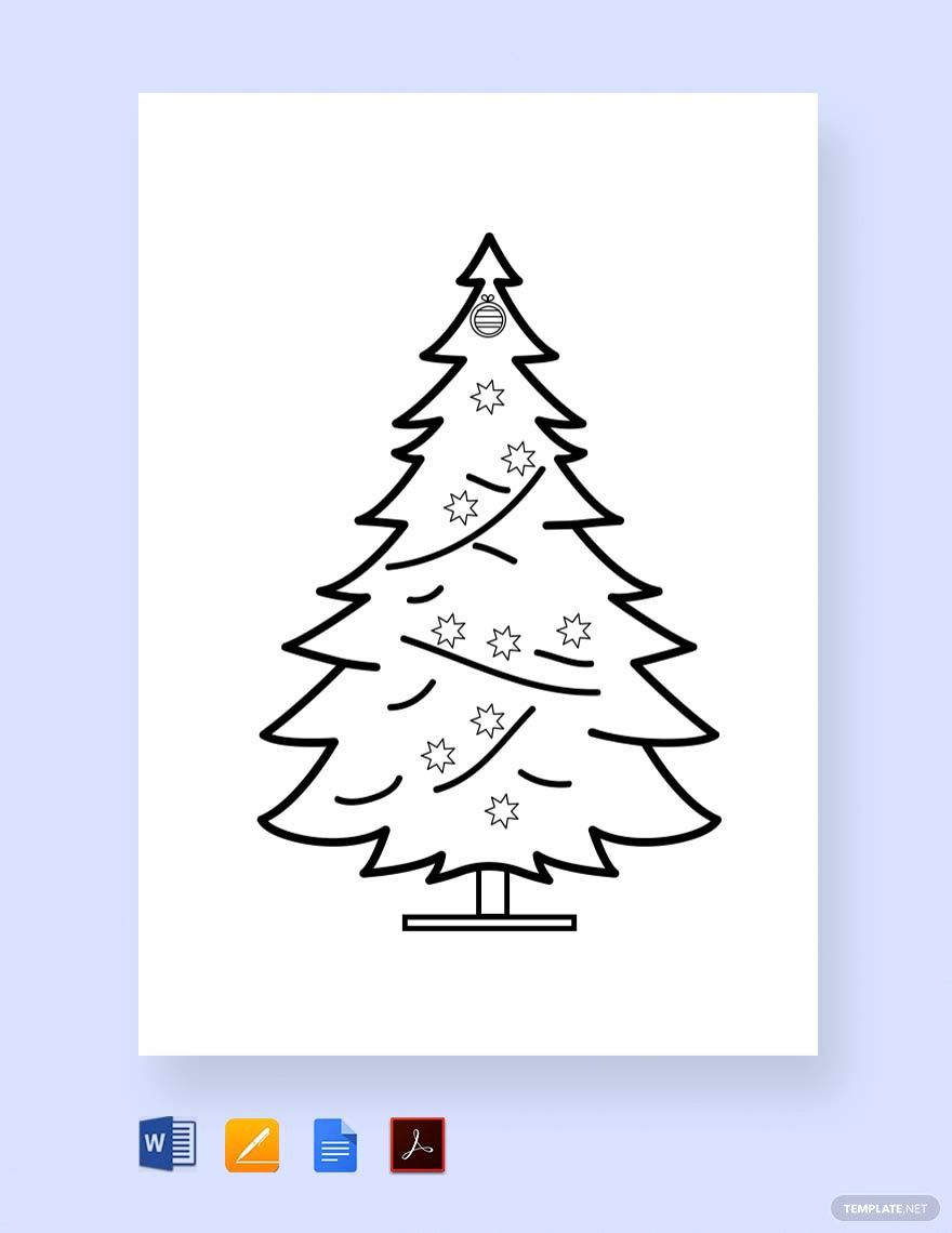 Christmas Tree Printable Coloring Page Template