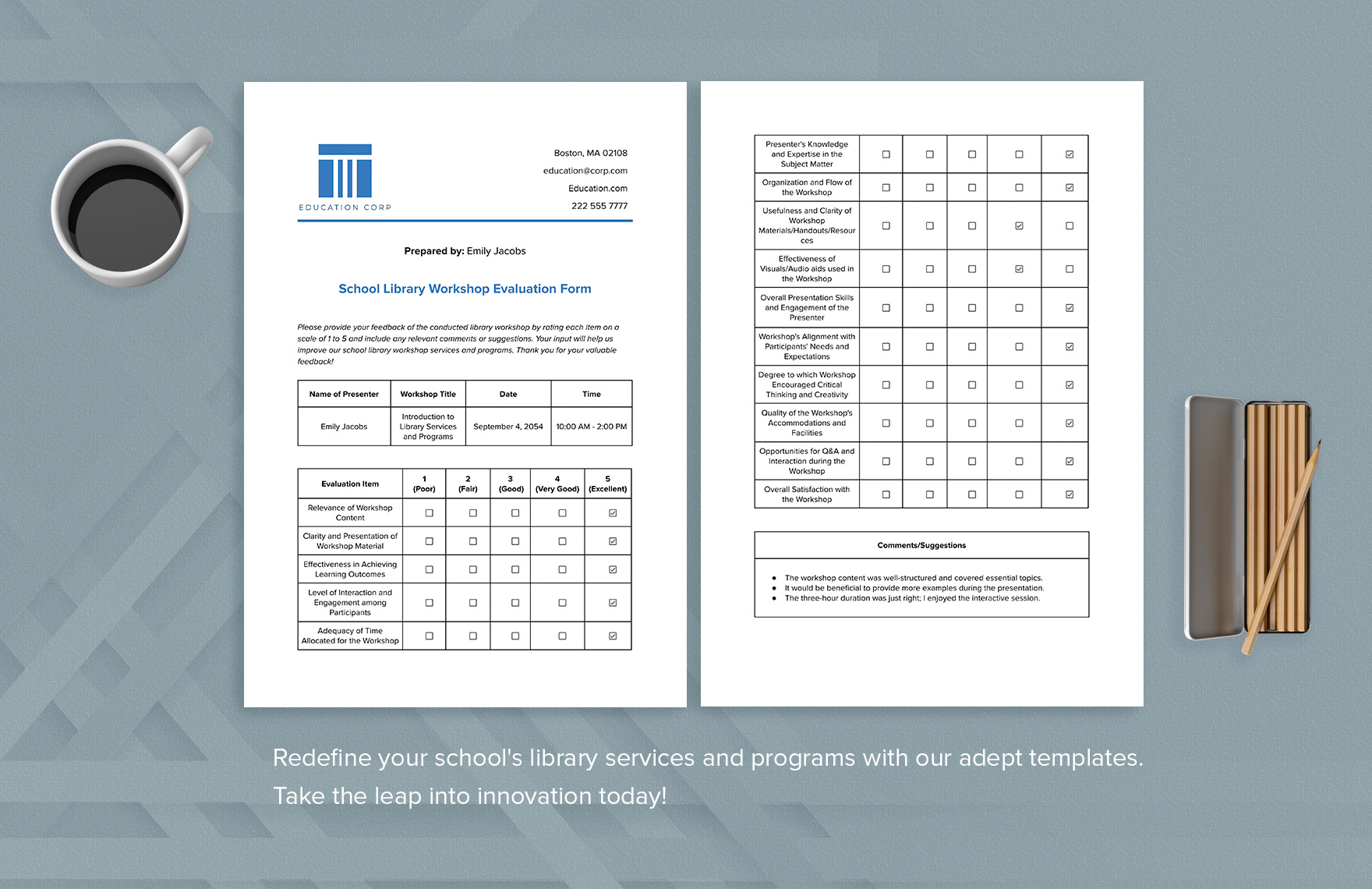 School Library Workshop Evaluation Form Template