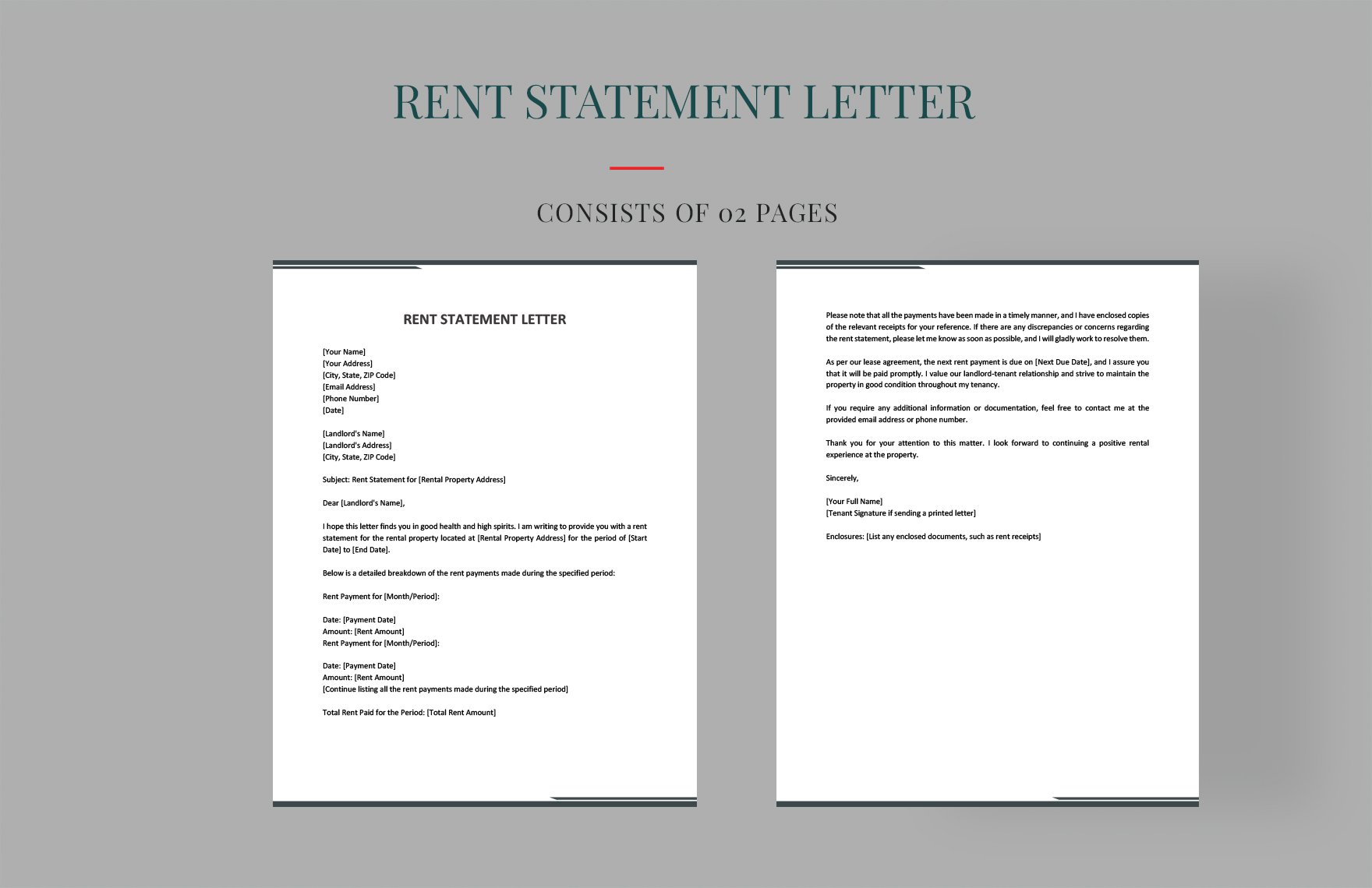 Rent Statement Letter