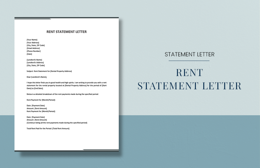 Free Rent Statement Letter - Download in Word, Google Docs, PDF, Apple ...