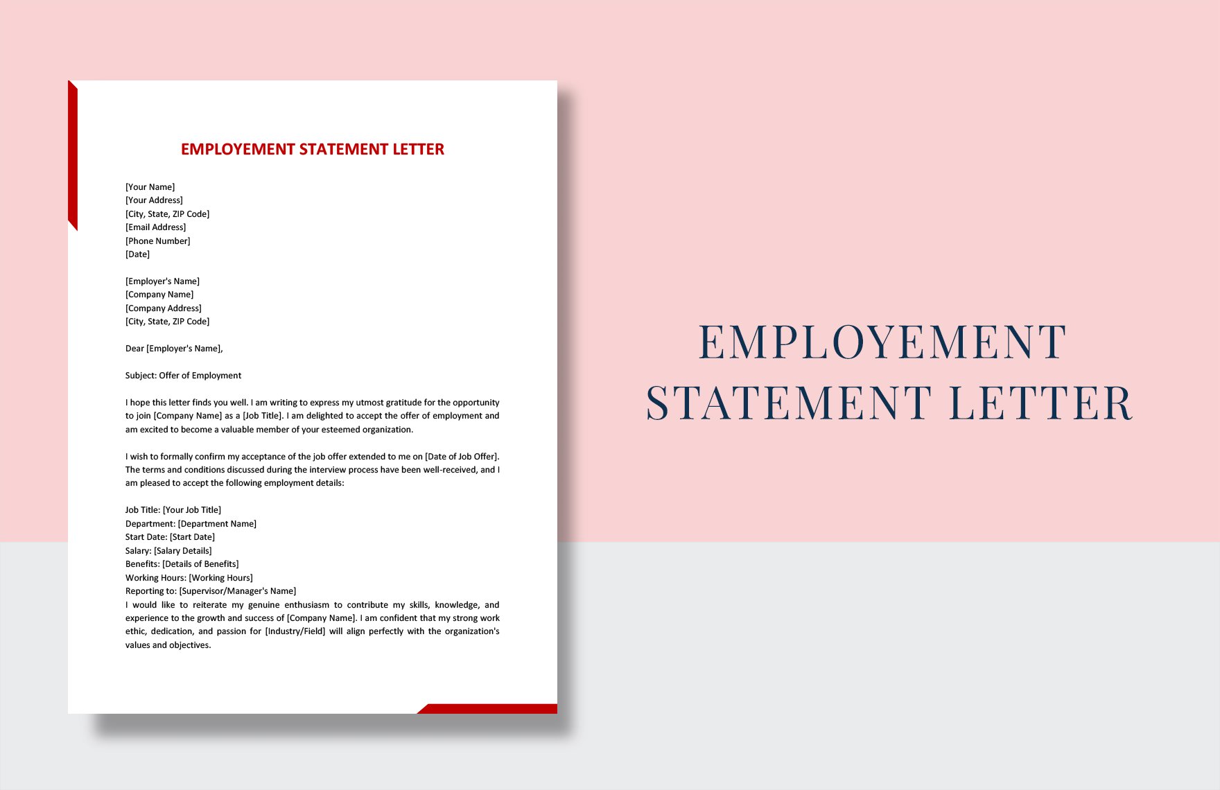 Free Employment Statement Letter