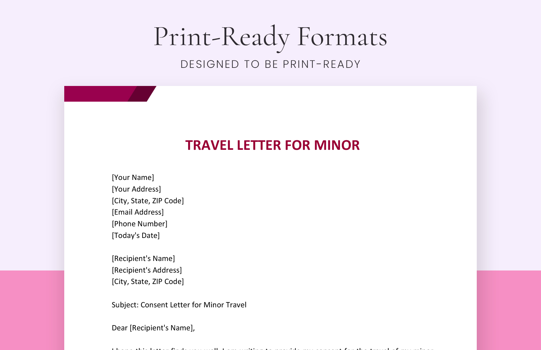 Travel Letter For Minor