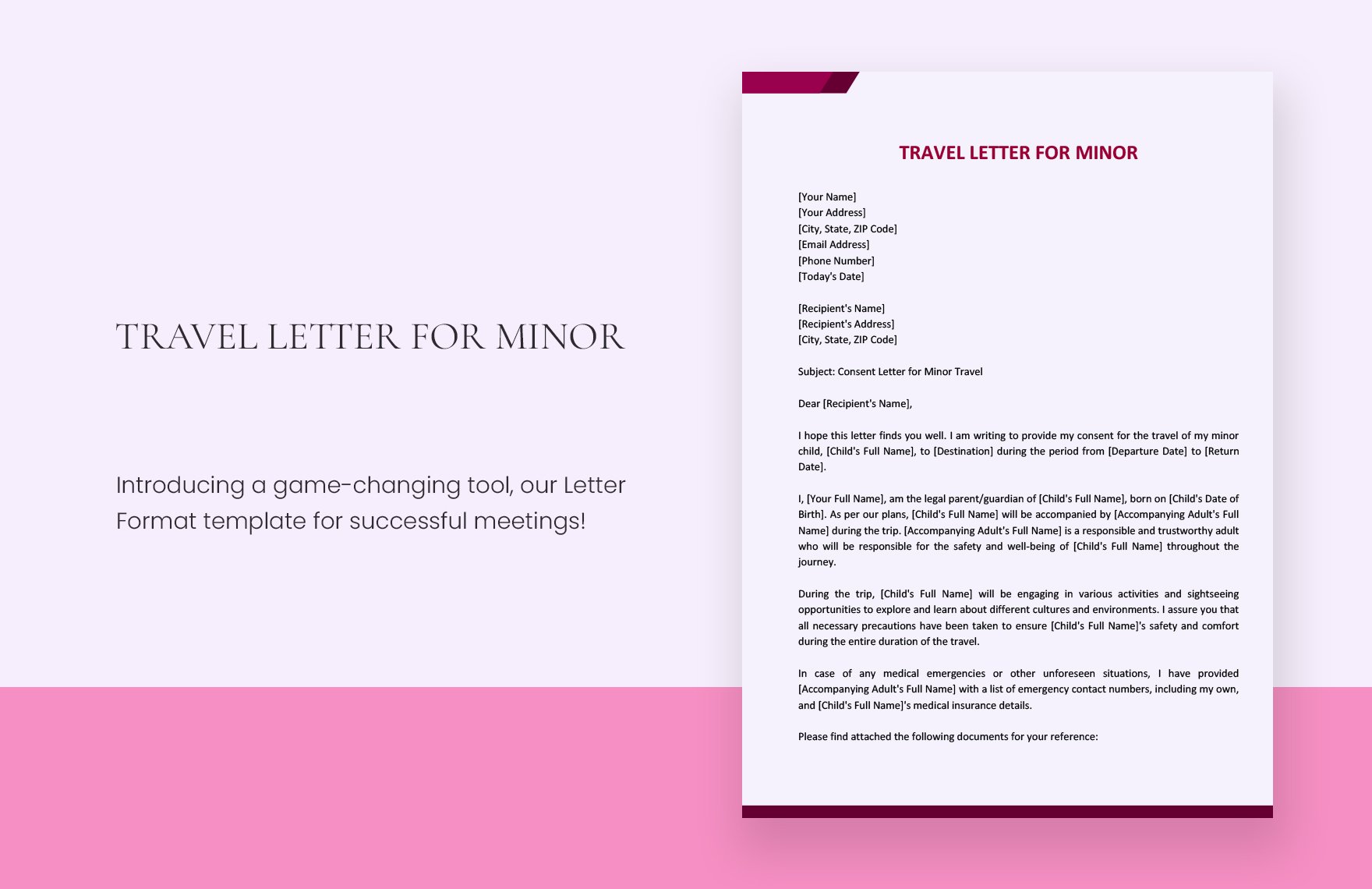 Travel Letter For Minor in Word, Google Docs, PDF, Apple Pages