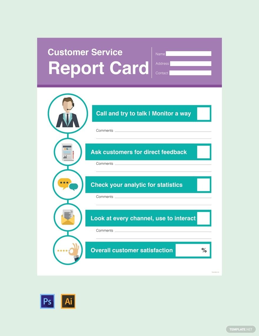 Free Customer Service Report Card Template