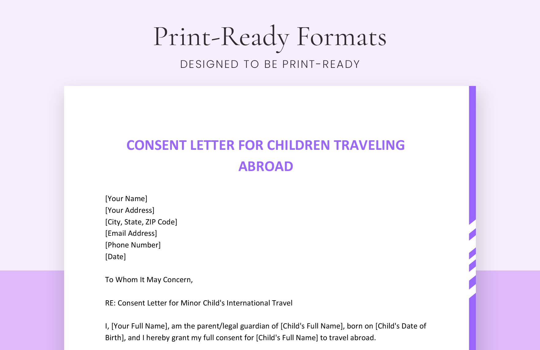 Consent Letter For Children Travelling Abroad