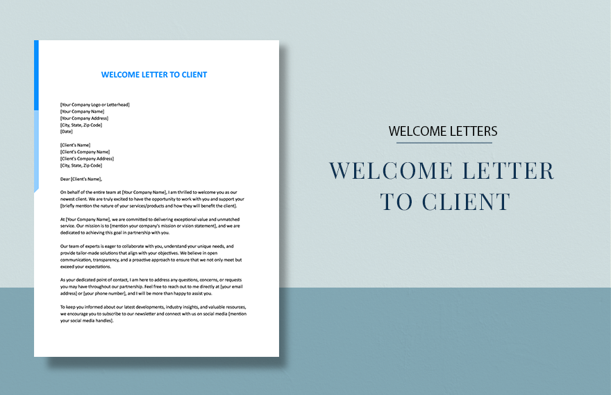 Welcome Letter To Client