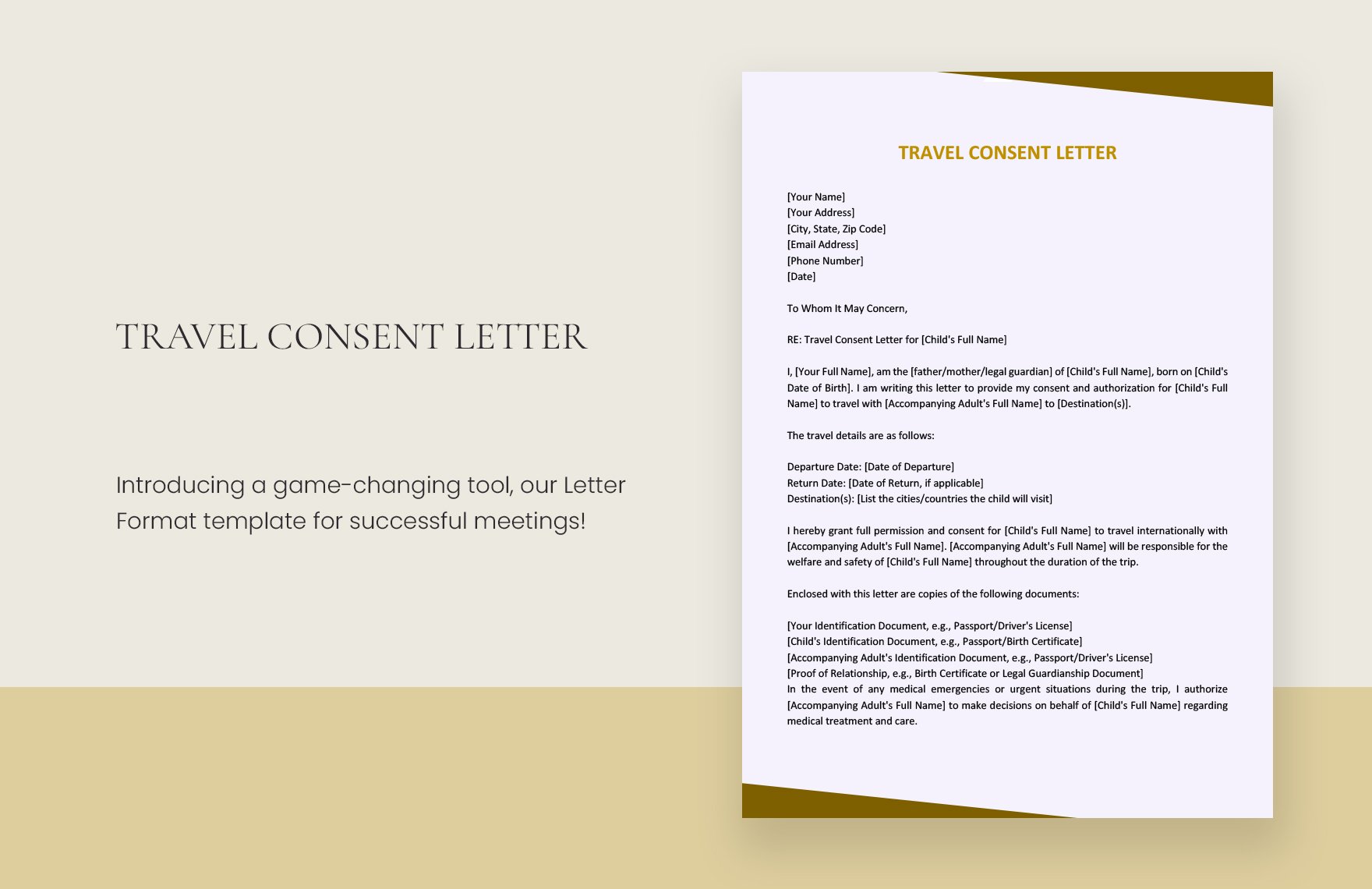 Travel Consent Letter in Word, Google Docs, PDF, Apple Pages