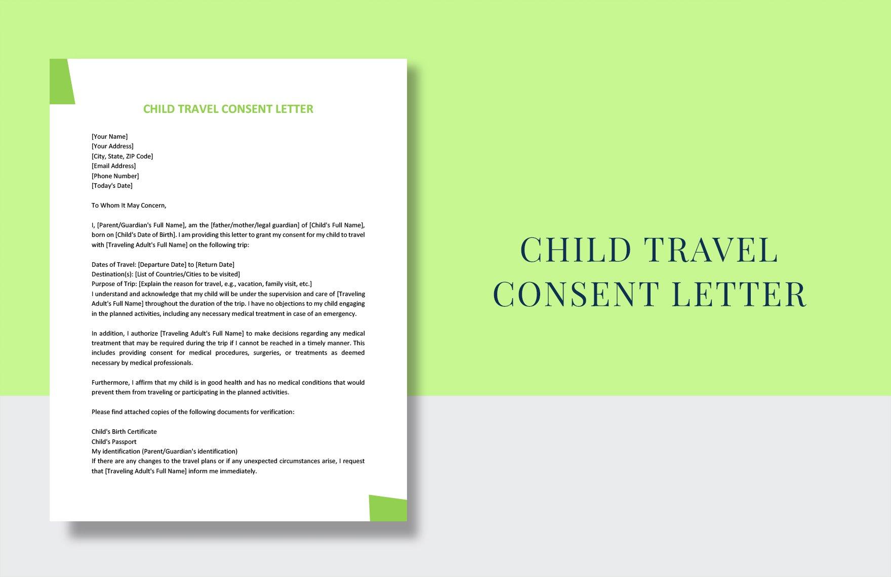Child Travel Consent Letter
