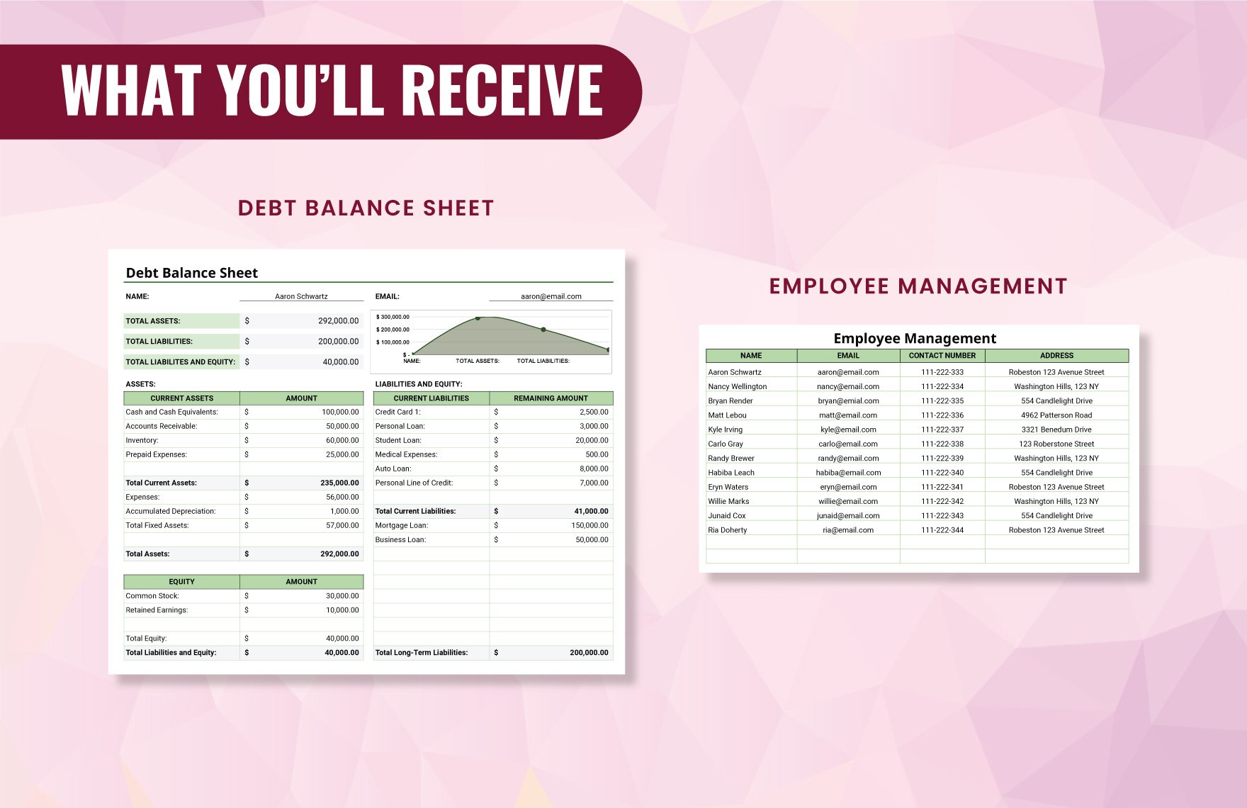 Debt Balance Sheet Template