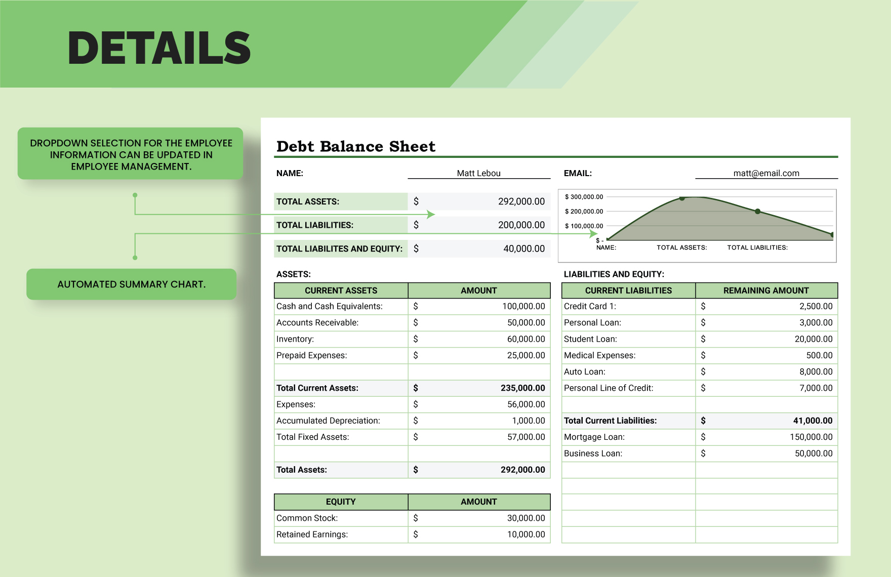 Debt Balance Sheet Template