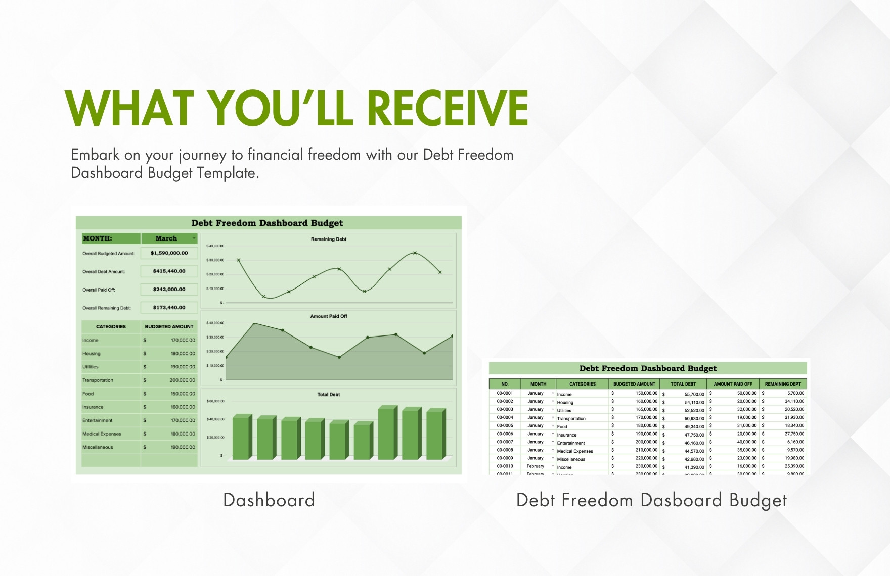 Debt Freedom Dashboard Budget Template