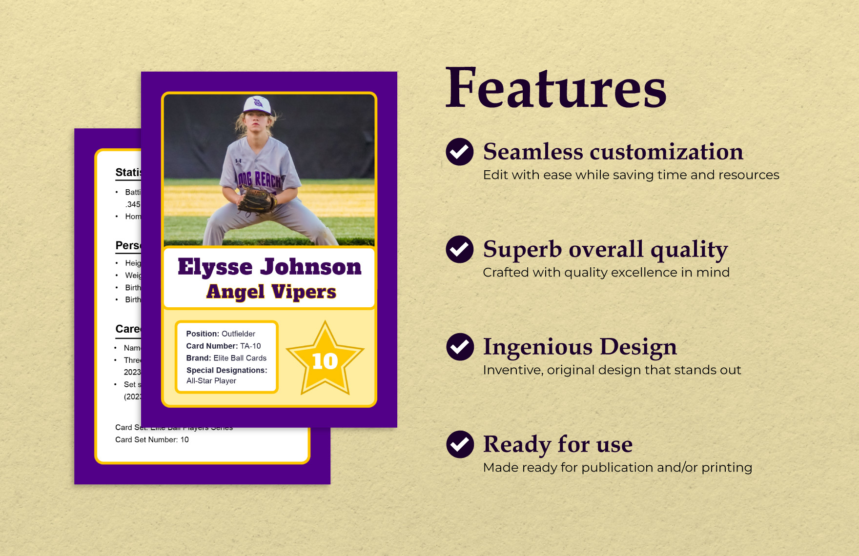 Custom Photo Baseball Card Design Template