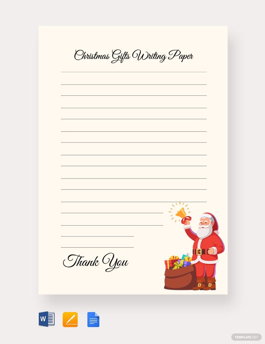 Christmas Gifts Writing Paper Template
