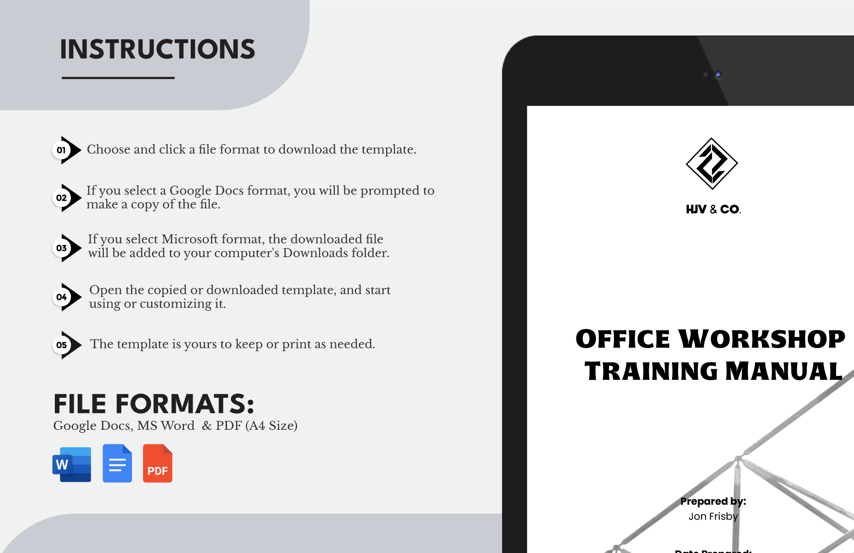 Office Workshop Training Manual Template