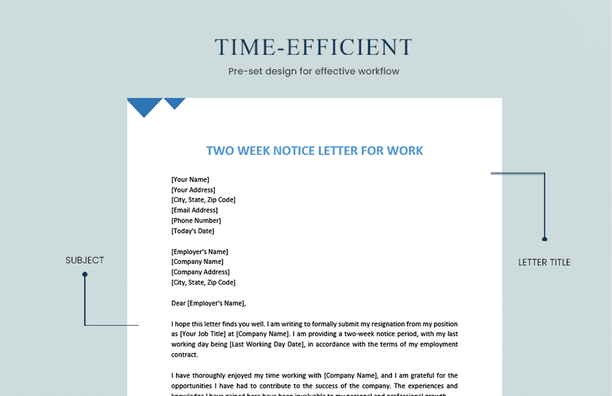 Two Week Notice Letter For Work