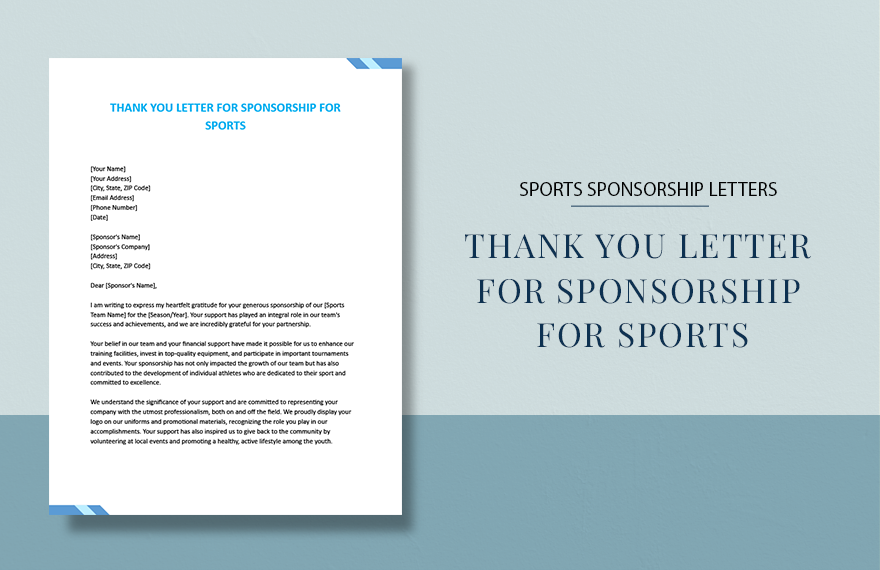 Thank You Letter For Sponsorship For Sports