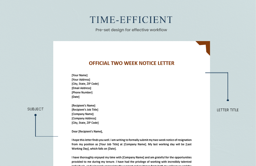 Official Two Week Notice Letter