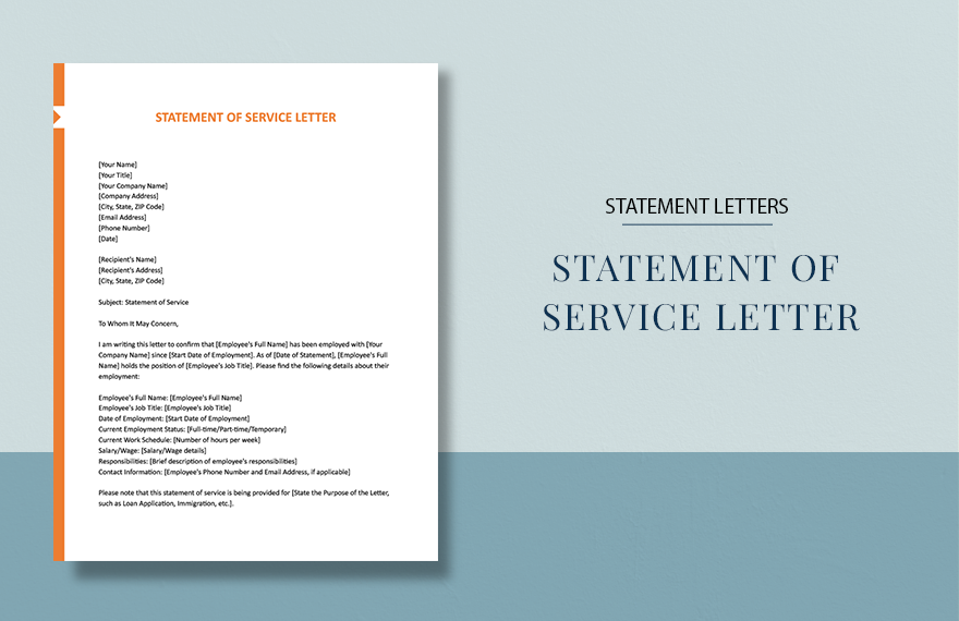 Statement of Service Letter in Word, Google Docs, Pages - Download | Template.net