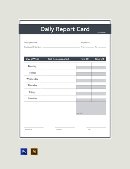 free daily report card template 440x570