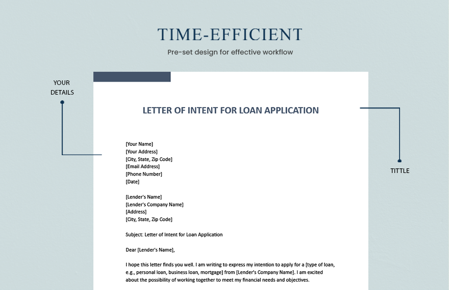 Letter Of Intent For Loan Application