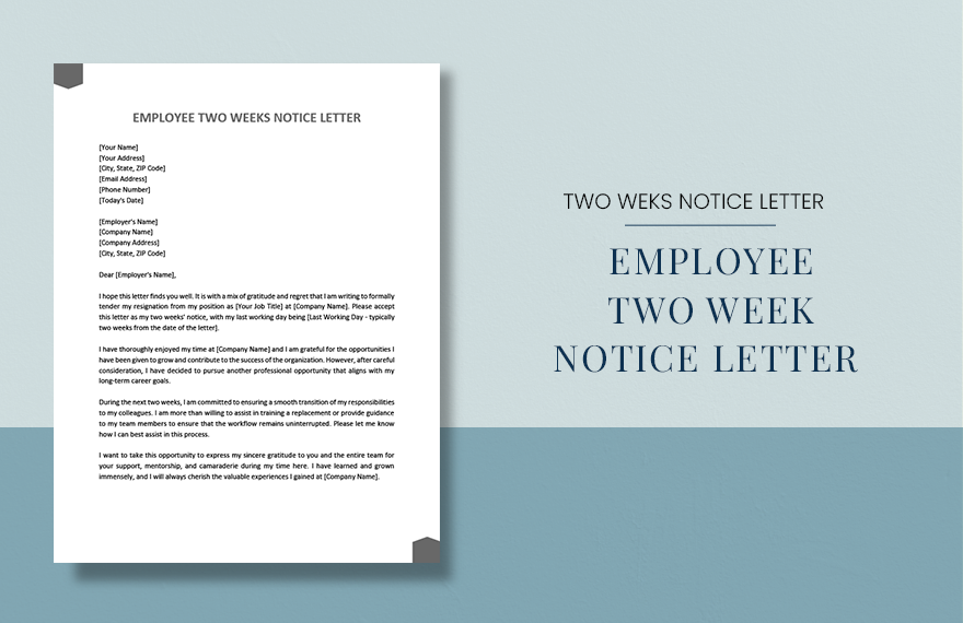 Free Employee Two Weeks Notice Letter