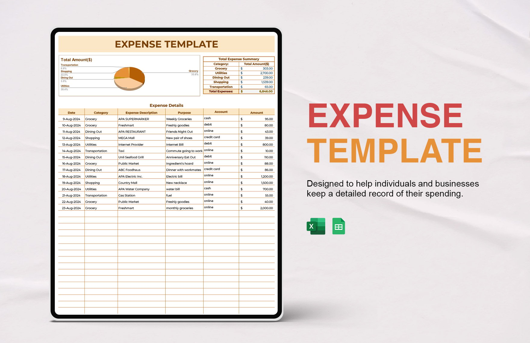Free Expense Template