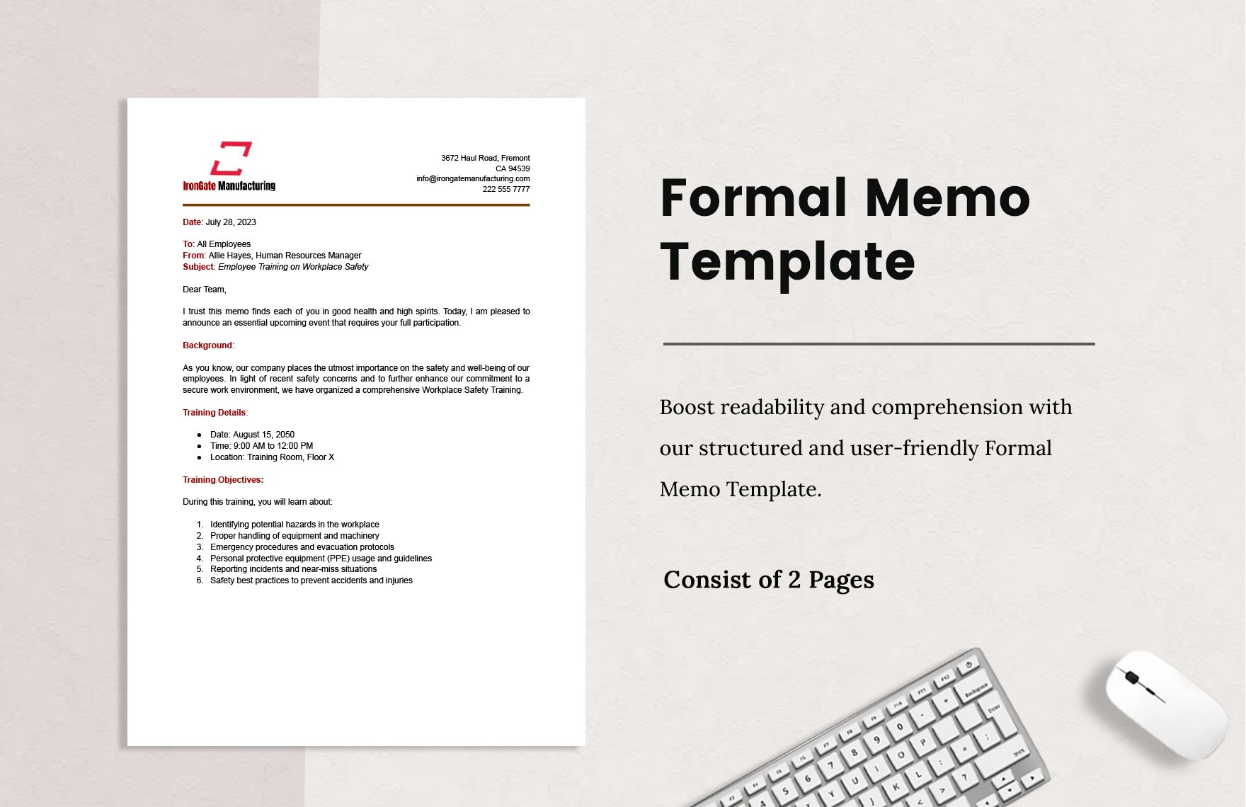 Free Formal Memo Template in Word, Google Docs, PDF