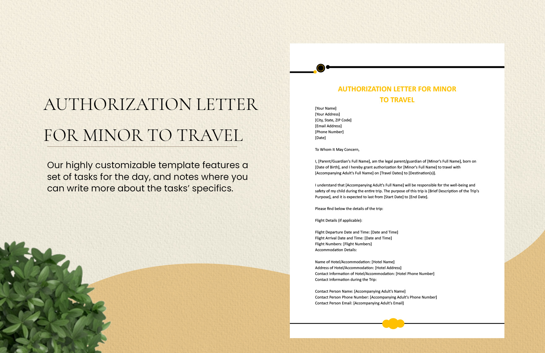 Free Authorization Letter For Minor To Travel in Word, Google Docs, PDF, Apple Pages