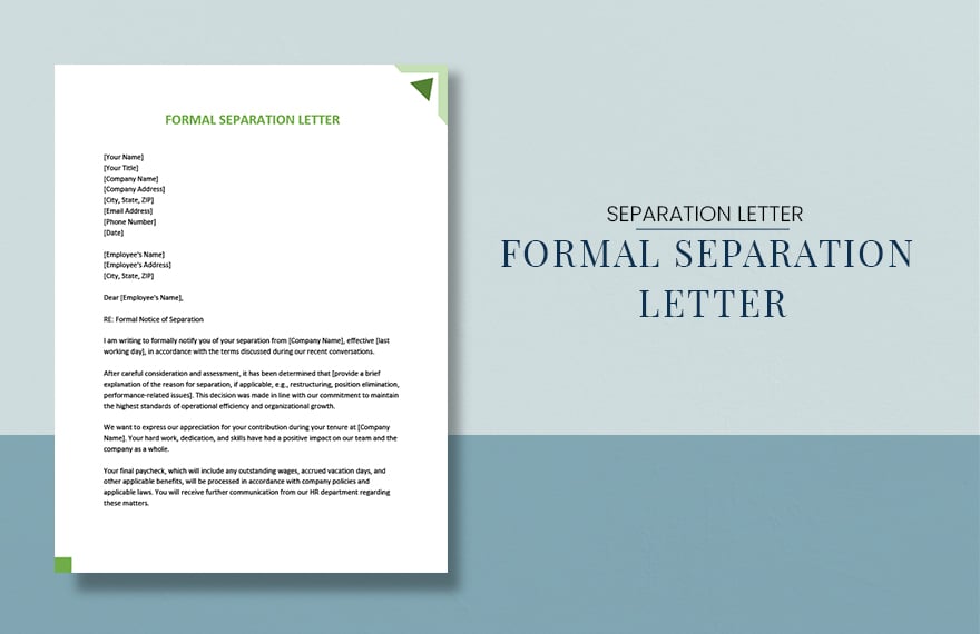 Formal Separation Letter
