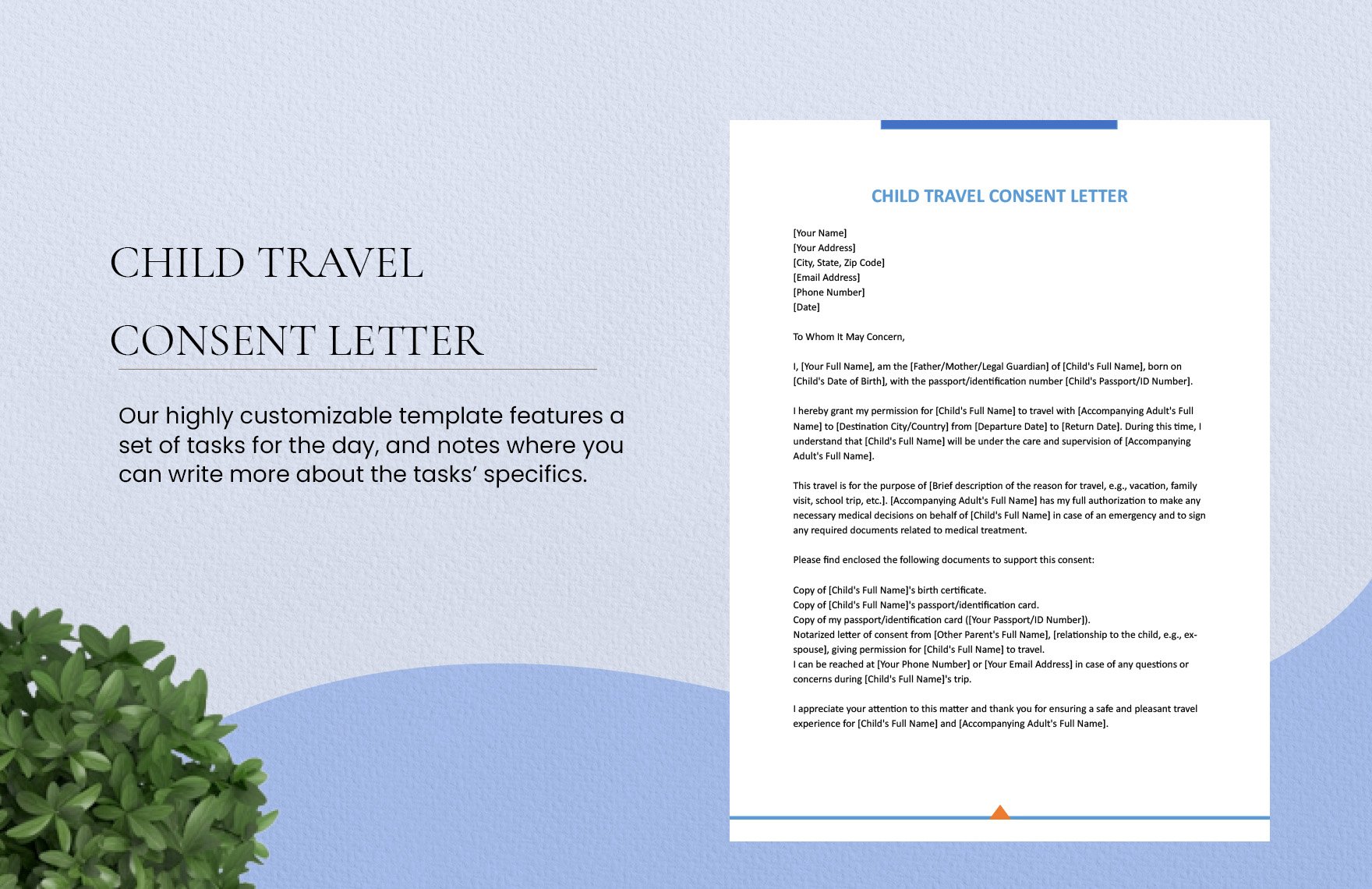 Child Travel Consent Letter Template
