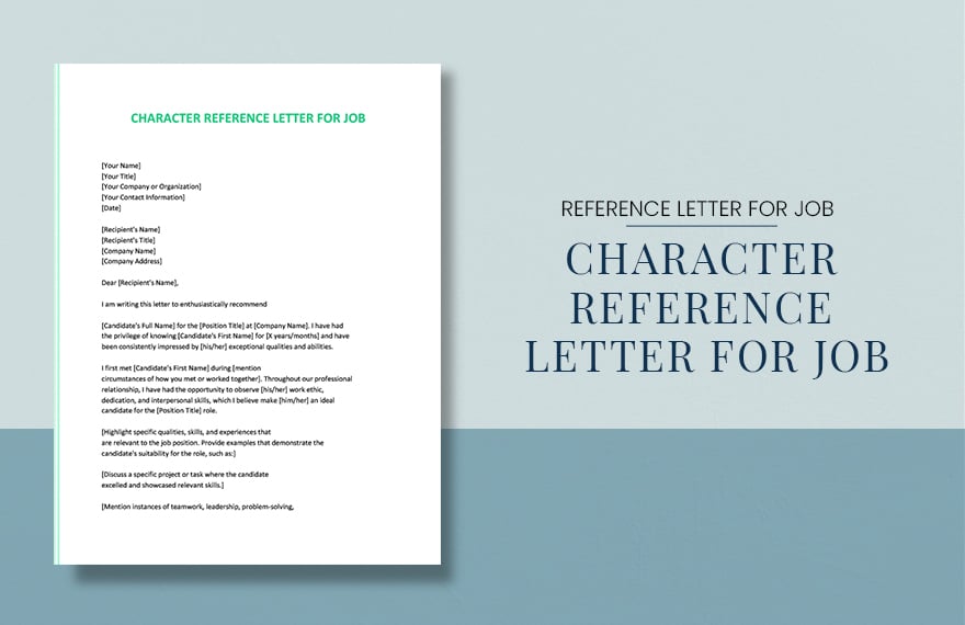 Character Reference Letter For Job