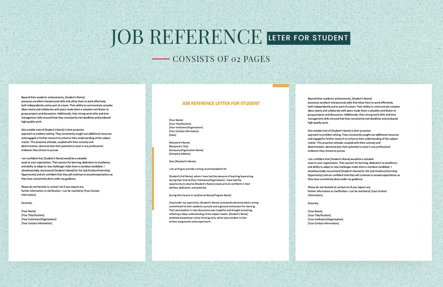 Job Reference Letter for Student