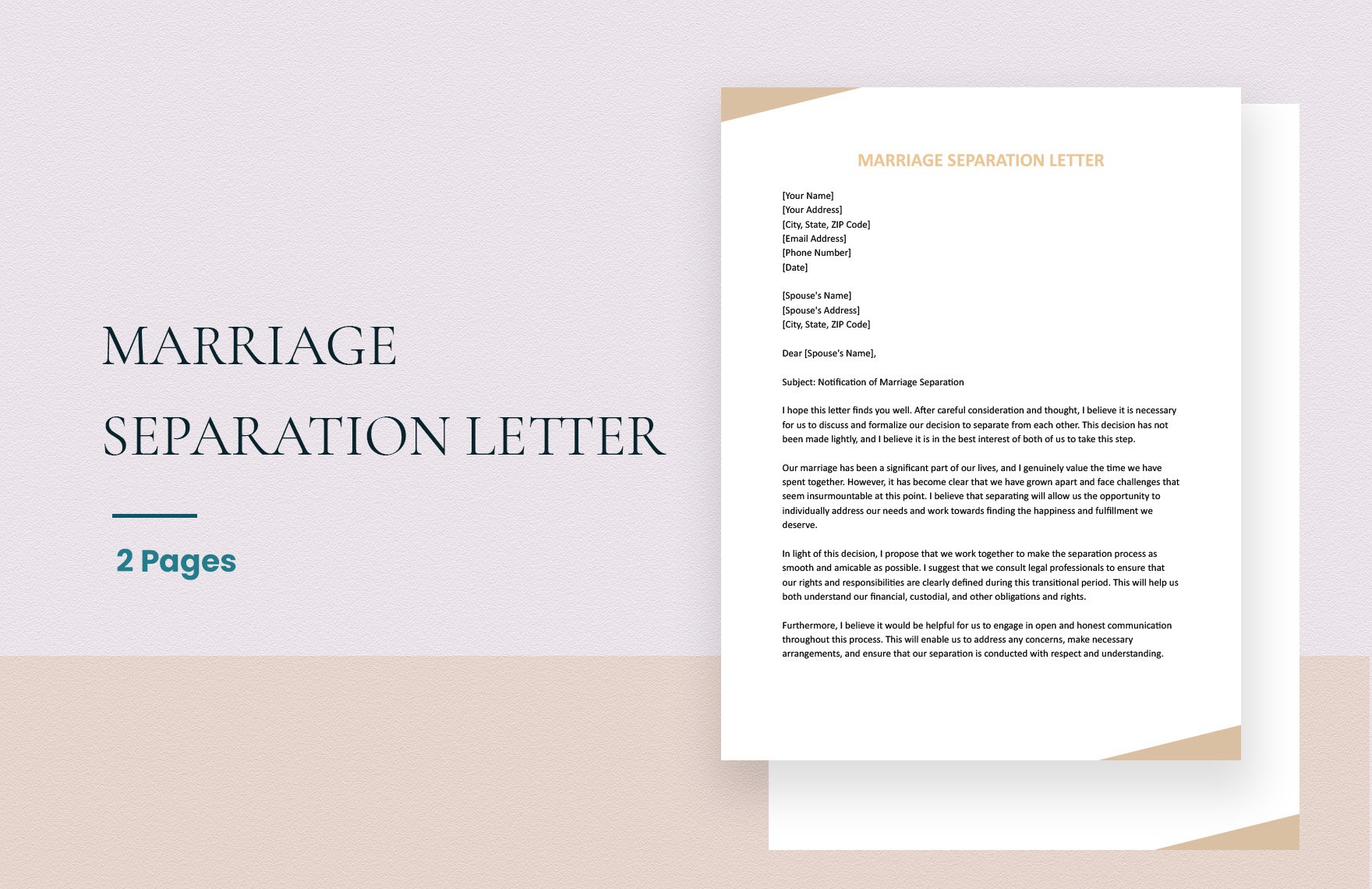 Marriage Separation Letter in Word, Google Docs, Apple Pages