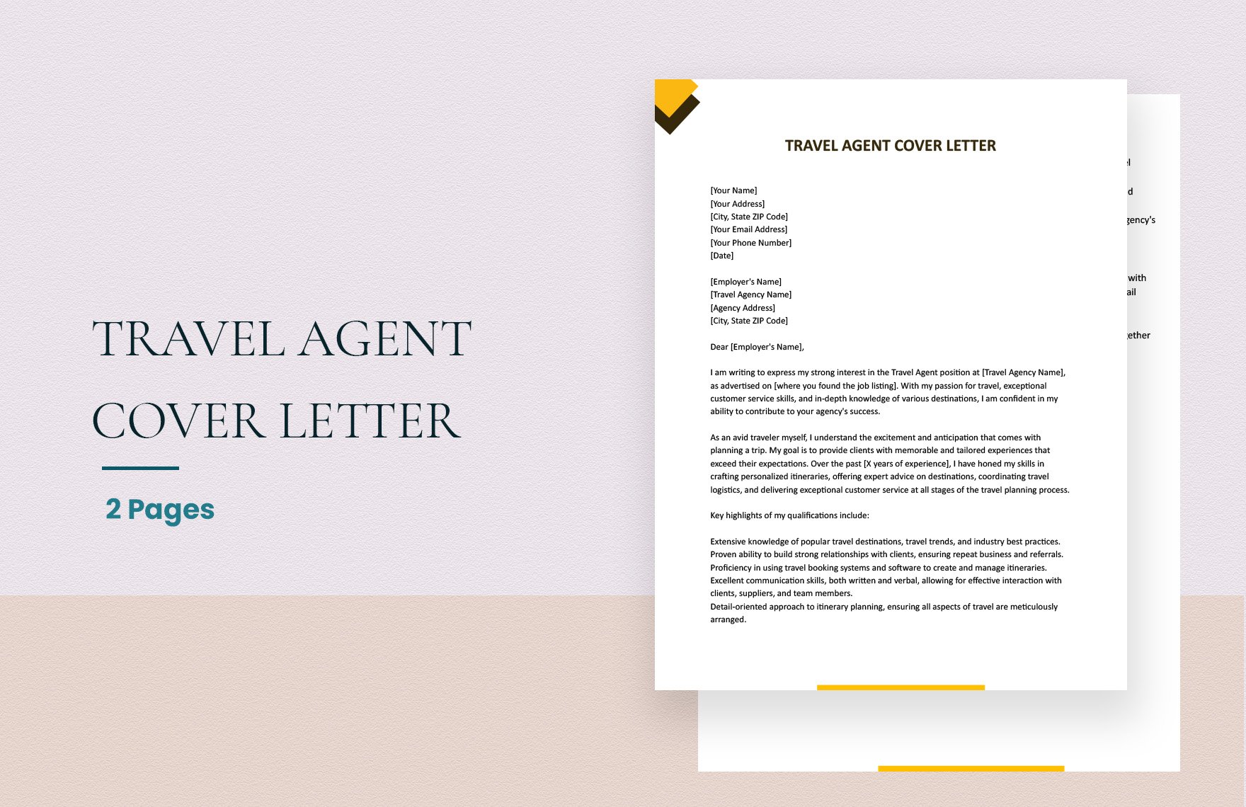 Travel Agent Cover Letter in Word, Google Docs, Apple Pages