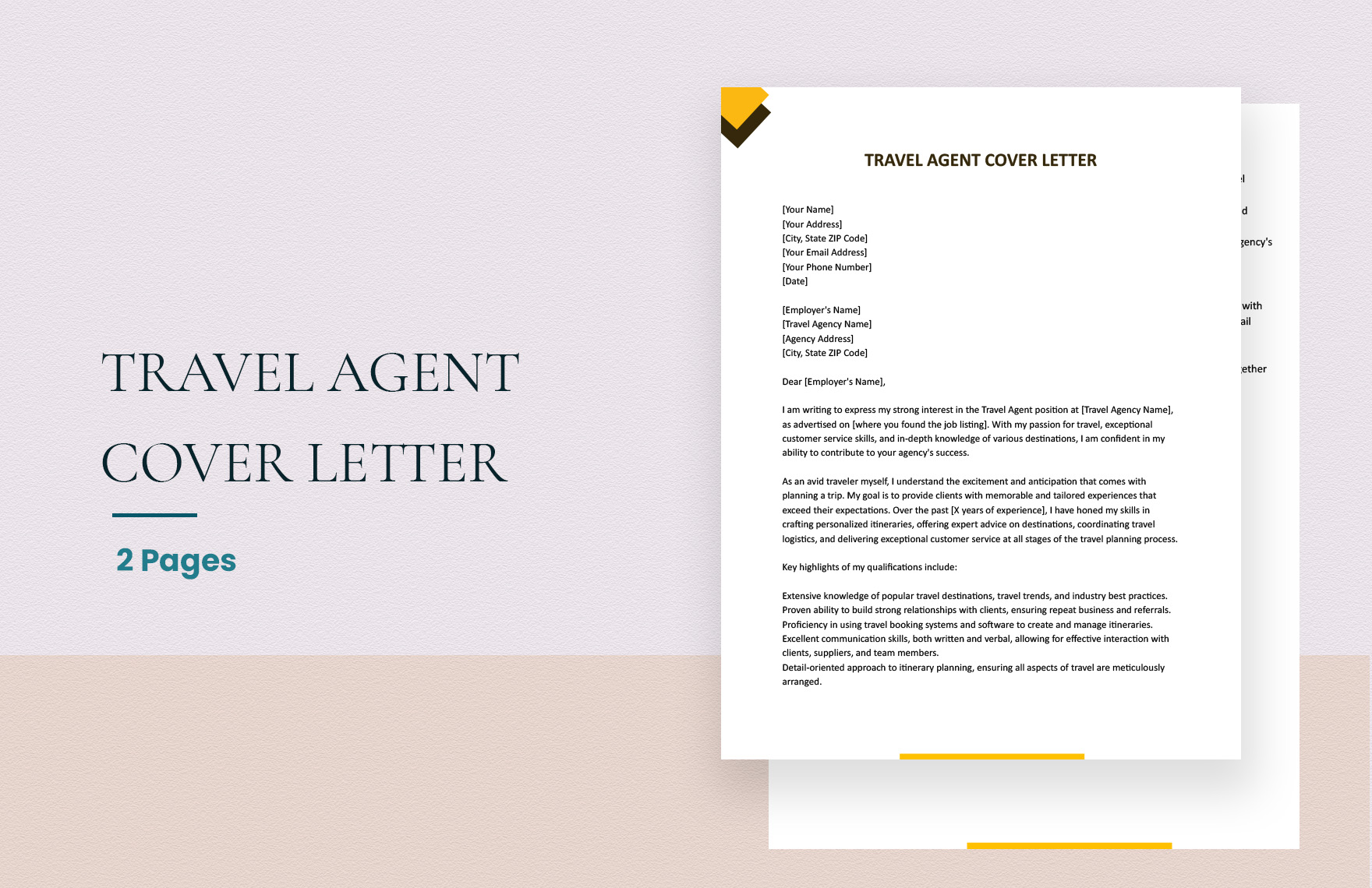 Travel Agent Cover Letter In Word Google Docs Pages Download 