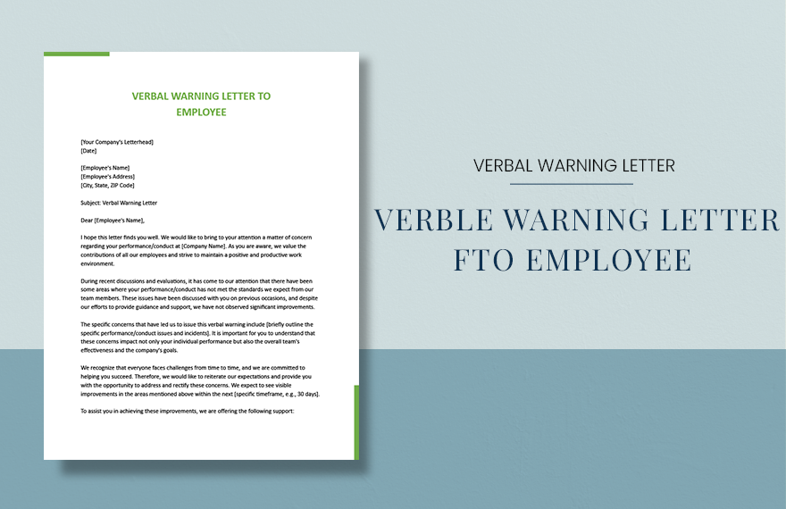 Free Verbal Warning Letter To Employee - Download in Word, Google Docs ...