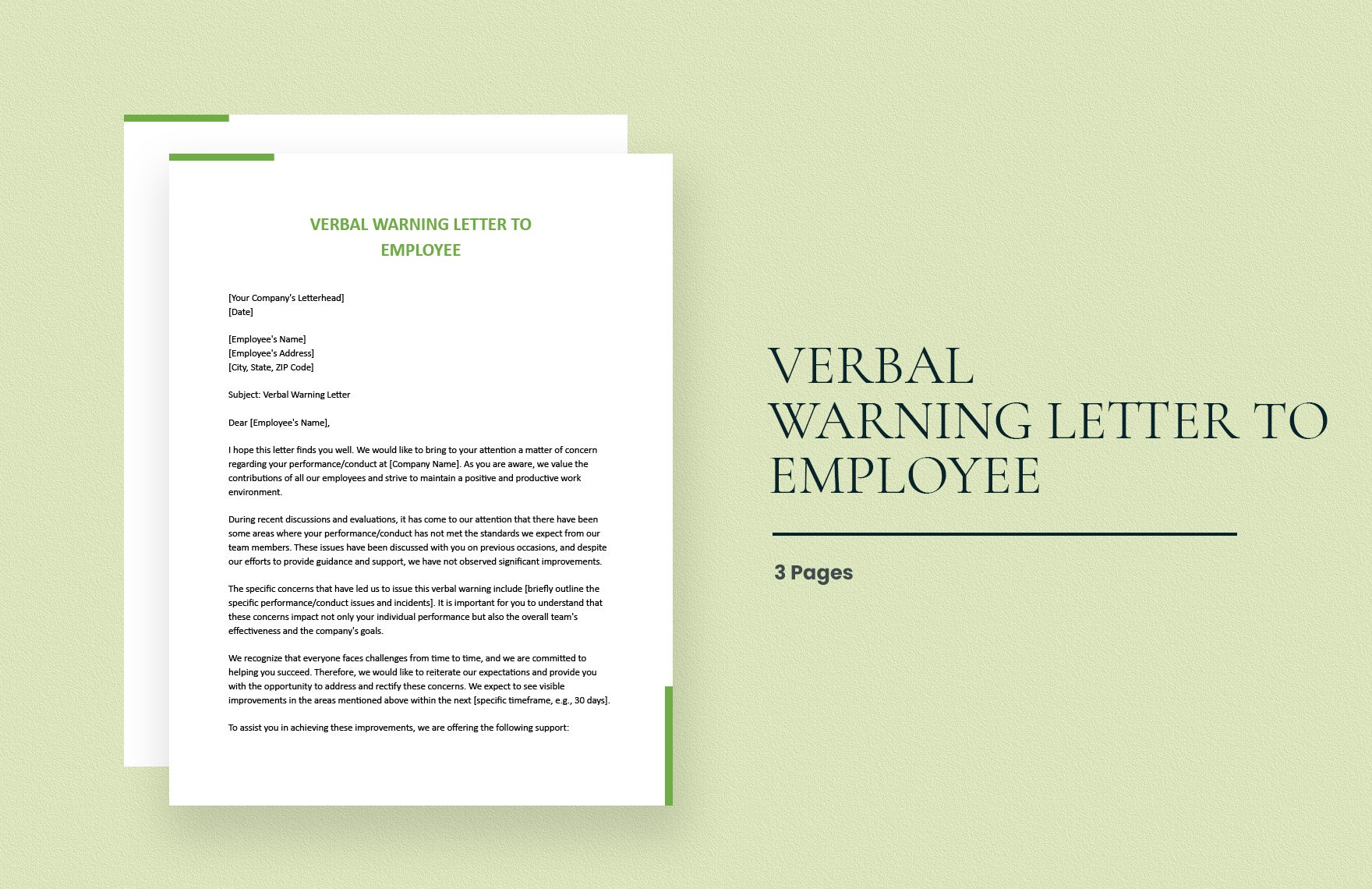 Verbal Warning Letter To Employee