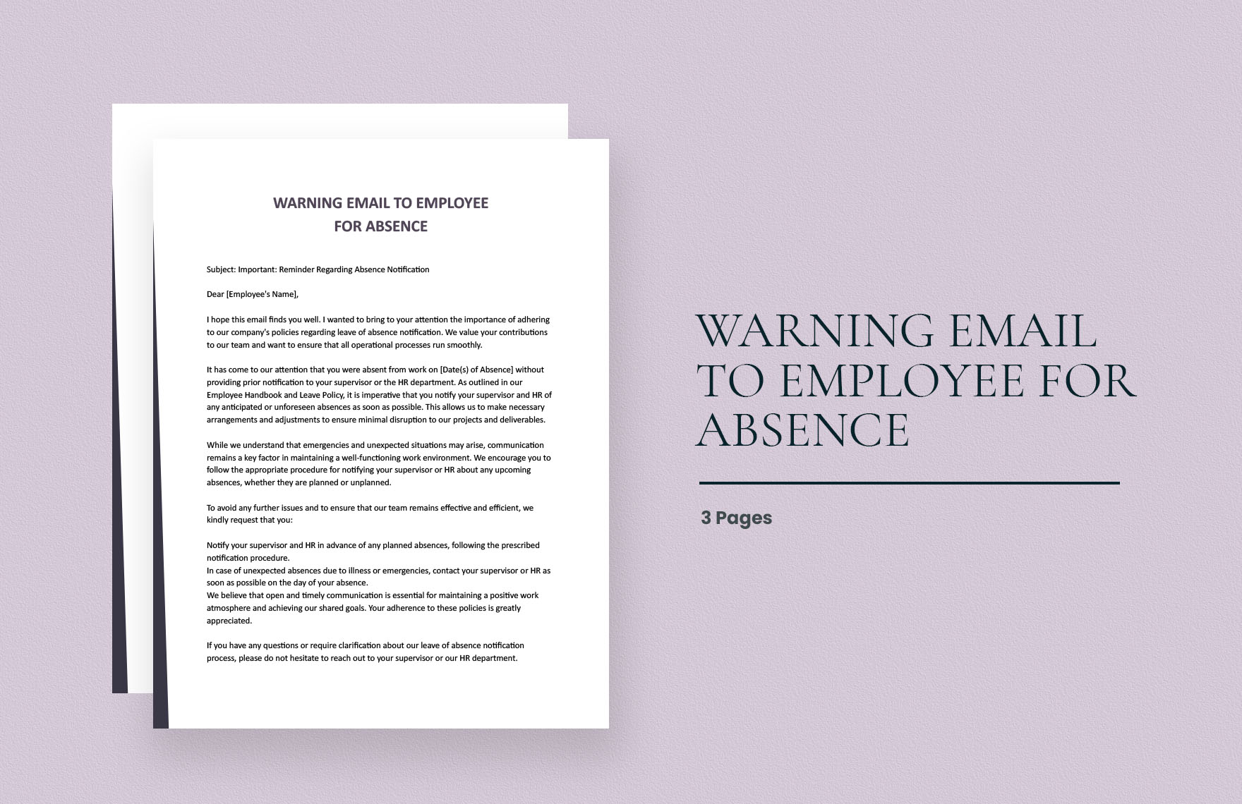 Free Warning Email To Employee For Absence Download In Word Google Free Warning Email To Employee For Absence Download In Word Google