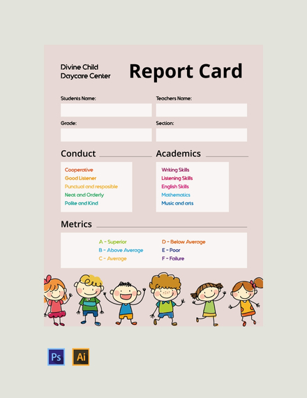 Blank Report Card Template - Google Docs, Word, Apple Pages, PDF ...