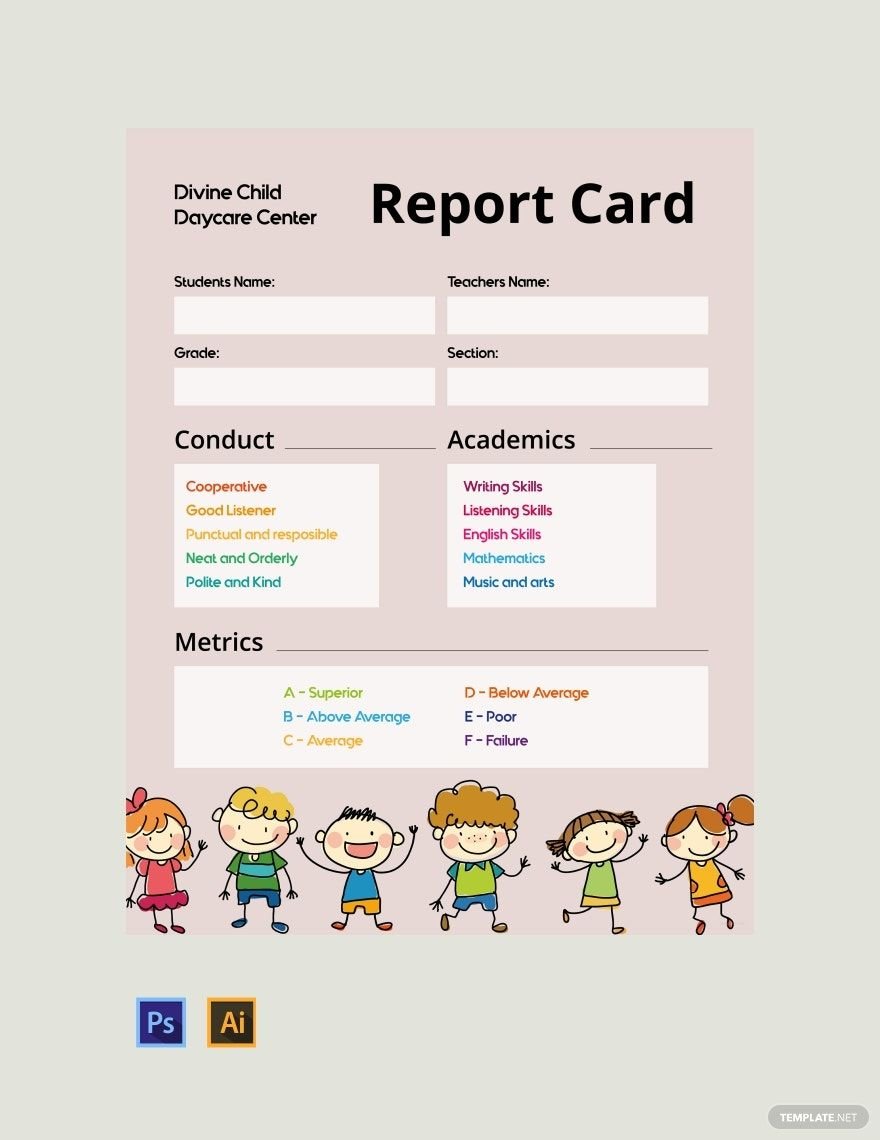 Daycare Report Card Template