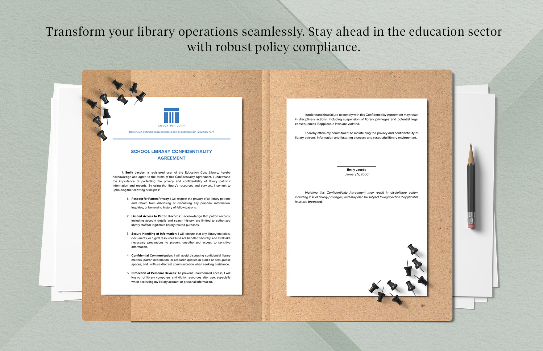 School Library Confidentiality Agreement Template