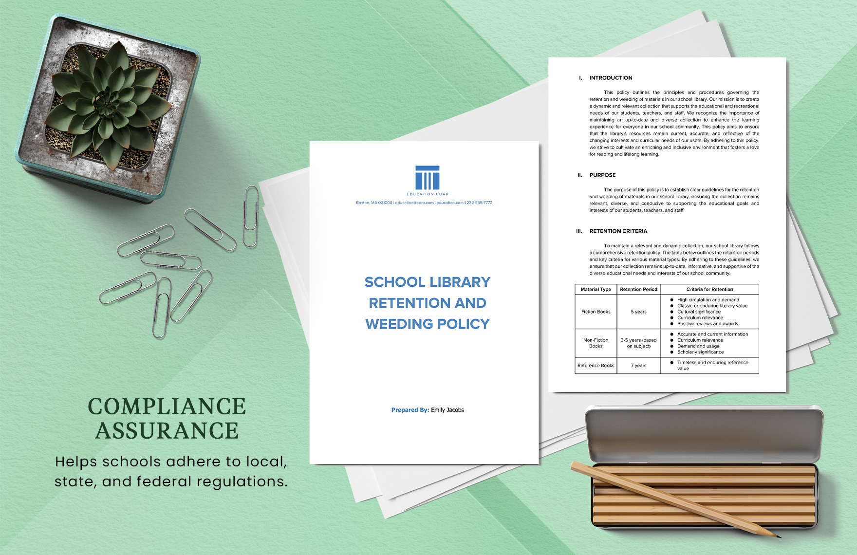 School Library Retention and Weeding Policy Template