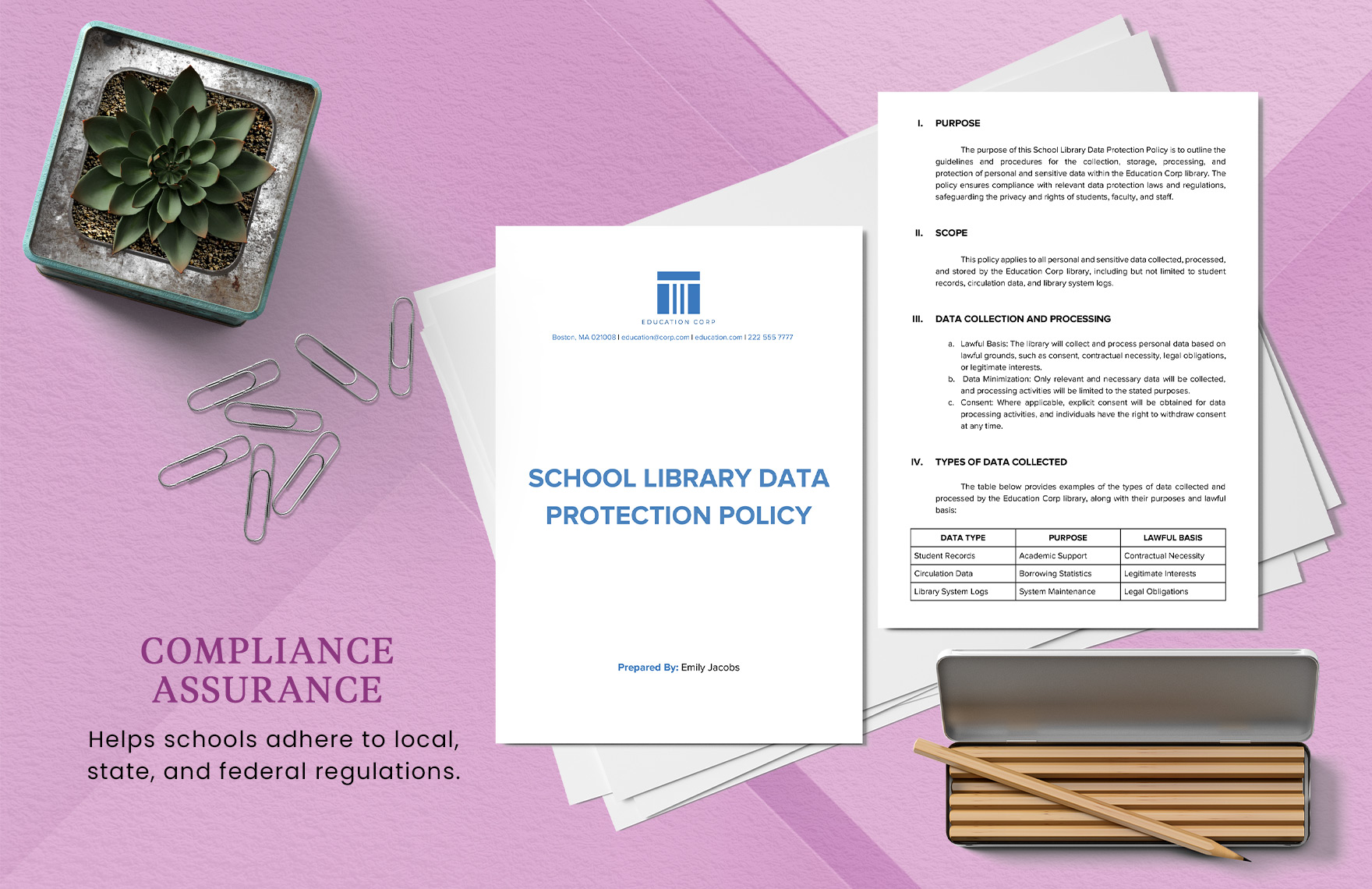 School Library Data Protection Policy Template