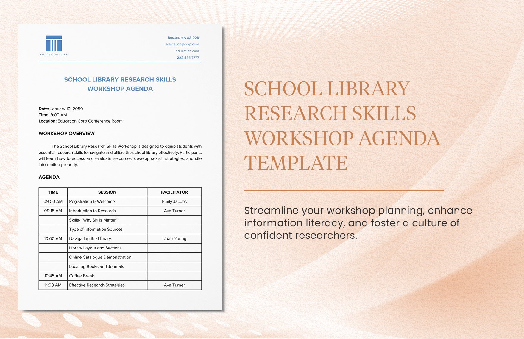 School Library Research Skills Workshop Agenda Template