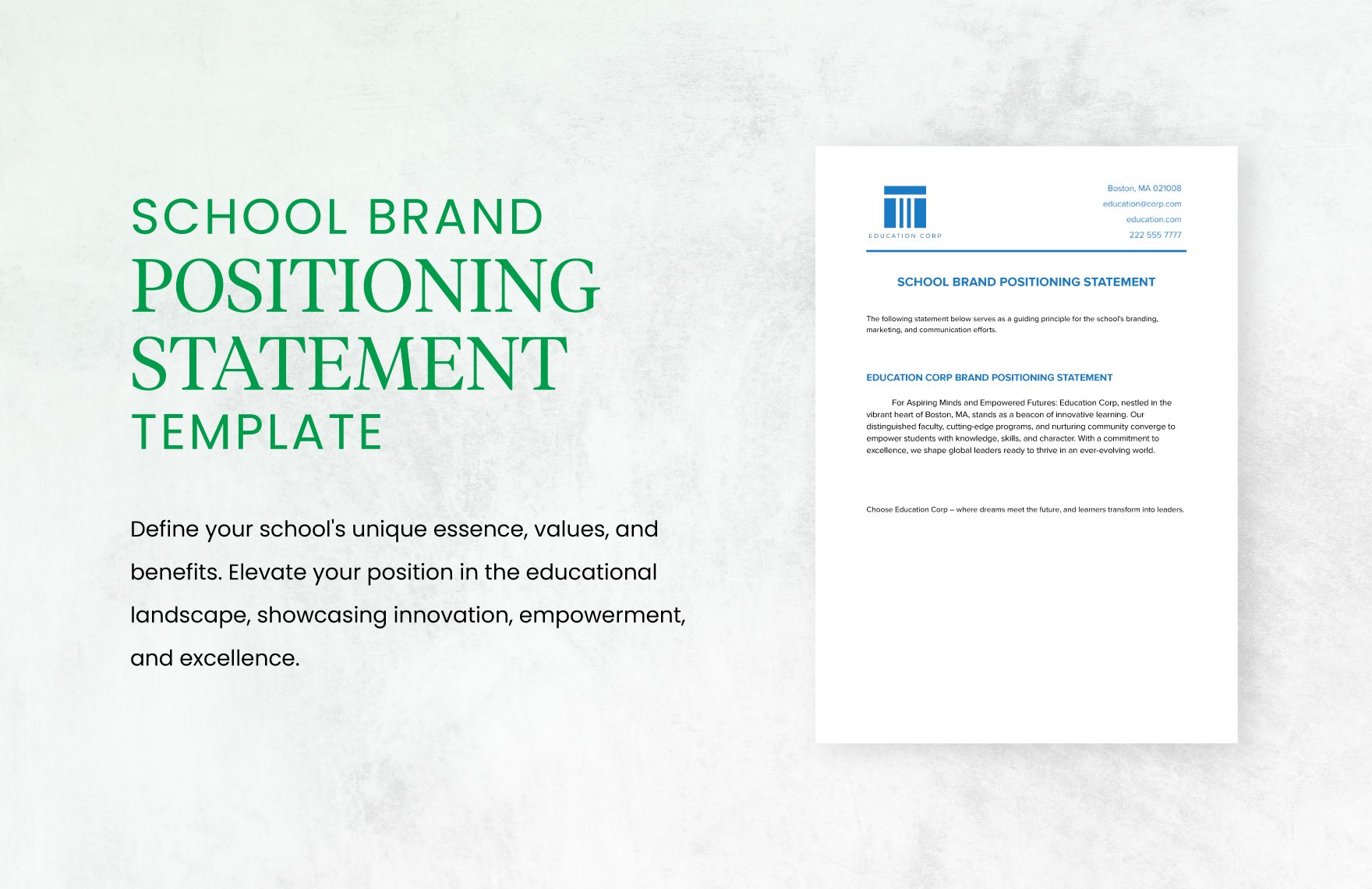 School Brand Positioning Statement Template