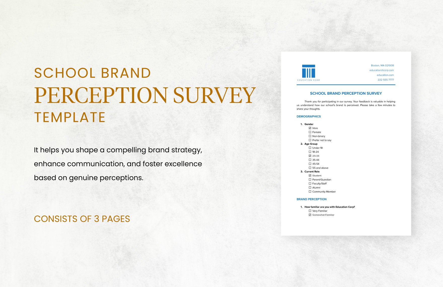 School Brand Perception Survey Template