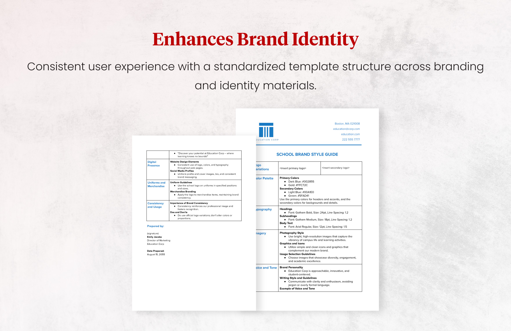 School Brand Style Guide Template