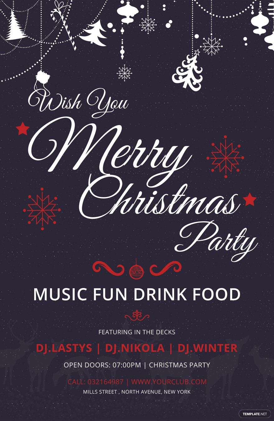 Free Elegant Christmas Party Poster Template