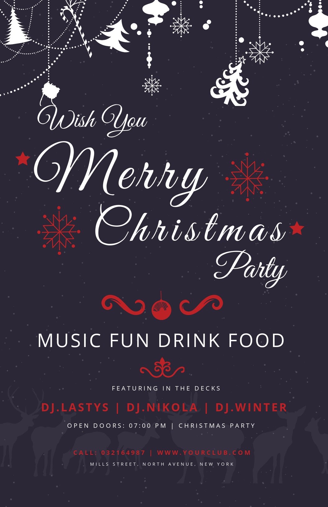 Free Elegant Christmas Party Poster Template.jpe